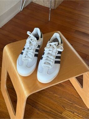 adidas VeloSamba Cycling shoes White Athletic Sneakers with Black Stripes